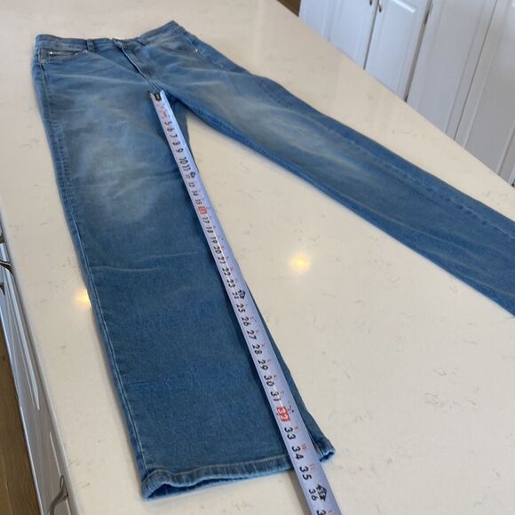 DJERF selvedge Jeans Mid-Wash Blue High Rise Extra Long Stretch Denim Size 27 - Picture 10 of 13
